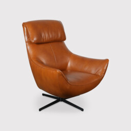 Grantham Swivel Armchair, Brown Leather - Barker & Stonehouse