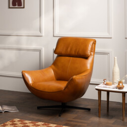 Grantham Swivel Armchair, Brown Leather - Barker & Stonehouse - thumbnail 2