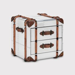 Timothy Oulton Globetrekker 2 Drawer Side Table, Silver Metal - Barker & Stonehouse