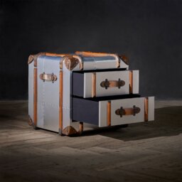 Timothy Oulton Globetrekker 2 Drawer Side Table, Silver Metal - Barker & Stonehouse - thumbnail 2
