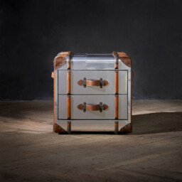 Timothy Oulton Globetrekker 2 Drawer Side Table, Silver Metal - Barker & Stonehouse - thumbnail 3