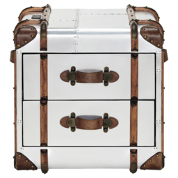 Timothy Oulton Globetrekker 2 Drawer Side Table, Silver Metal - Barker & Stonehouse - thumbnail 4