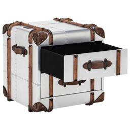 Timothy Oulton Globetrekker 2 Drawer Side Table, Silver Metal - Barker & Stonehouse - thumbnail 5