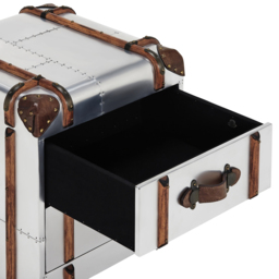 Timothy Oulton Globetrekker 2 Drawer Side Table, Silver Metal - Barker & Stonehouse - thumbnail 6