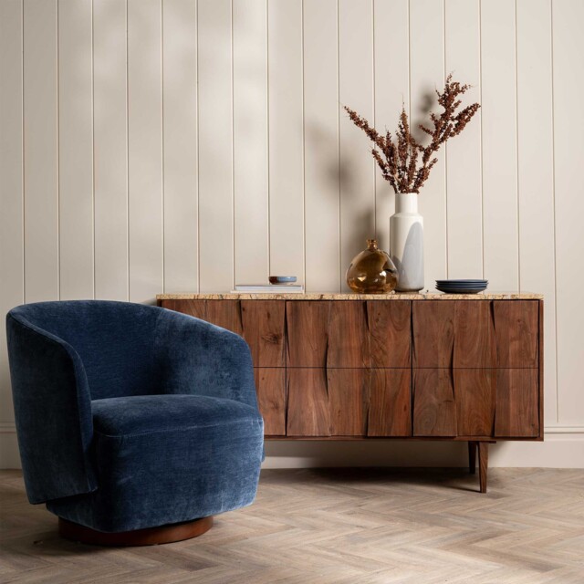 Pellaro Swivel Armchair, Blue Fabric - Barker & Stonehouse - image 1