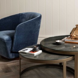 Pellaro Swivel Armchair, Blue Fabric - Barker & Stonehouse - thumbnail 6