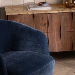Pellaro Swivel Armchair, Blue Fabric - Barker & Stonehouse - thumbnail 4