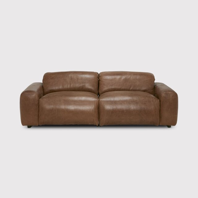 Timothy Oulton Pudgie Recliner Sofa 3 Seater, Brown Leather - Barker & Stonehouse - image 1