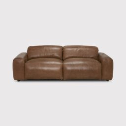 Timothy Oulton Pudgie Recliner Sofa 3 Seater, Brown Leather - Barker & Stonehouse