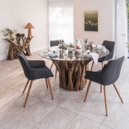 Whinfell Round Dining Table 160cm, Round, Brown Glass - Barker & Stonehouse - thumbnail 2