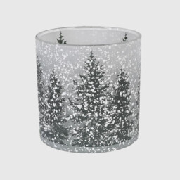 Medium Snowy Trees Candle Holder, Grey Glass - Barker & Stonehouse