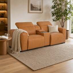 Winston Power Recliner Sofa With Centre Console Deluxe 2, Brown Leather - Barker & Stonehouse - thumbnail 2