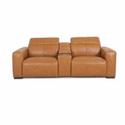 Winston Power Recliner Sofa With Centre Console Deluxe 2, Brown Leather - Barker & Stonehouse - thumbnail 3