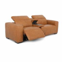 Winston Power Recliner Sofa With Centre Console Deluxe 2, Brown Leather - Barker & Stonehouse - thumbnail 5