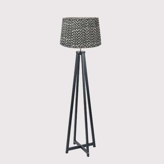 Tapered Chevron Floor Lamp, Black Wood - Barker & Stonehouse