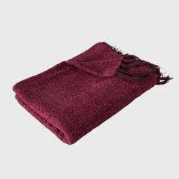 Textured Burgundy Chenille Throw Blanket Viscose - Barker & Stonehouse