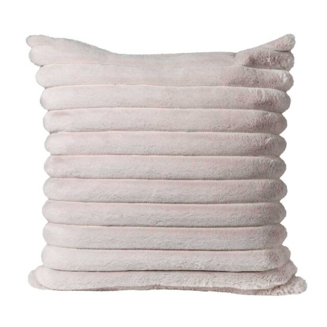 MINK RIBBED FAUX FUR CUSHION, Square, Neutral Polyester - Barker & Stonehouse