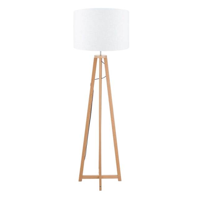 Natural Wood Tapered Floor Lamp, White - Barker & Stonehouse - image 1