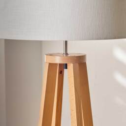 Natural Wood Tapered Floor Lamp, White - Barker & Stonehouse - thumbnail 2
