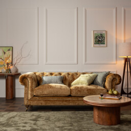 Highgrove 3 Seater Sofa, Gold Fabric - Barker & Stonehouse - thumbnail 2