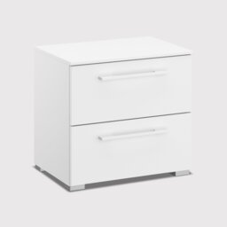 Kacey 2 Drawer Bedside Table, White Wood - Barker & Stonehouse
