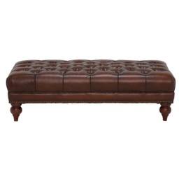 Ullswater Leather Rectangular Footstool, Brown - Barker & Stonehouse - thumbnail 2