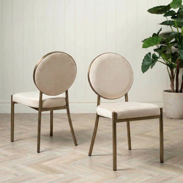 Eichholtz Scribe Dining Chair Dark Brass Greige Velvet, Neutral - Barker & Stonehouse - image 1