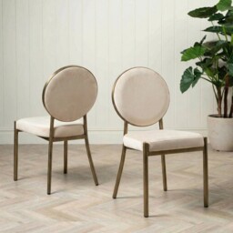 Eichholtz Scribe Dining Chair Dark Brass Greige Velvet, Neutral - Barker & Stonehouse