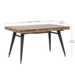 Modi Extending Table 240x100cm, Wood - W180cm - Barker & Stonehouse - thumbnail 4