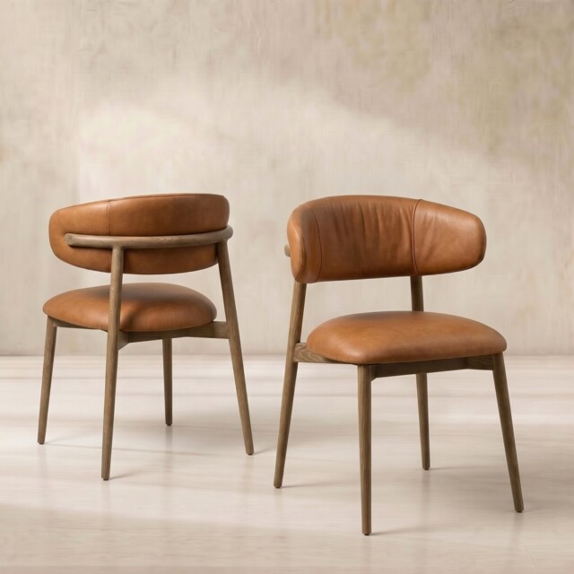 Lexa Dining Chair, Brown Leather - Barker & Stonehouse - image 1
