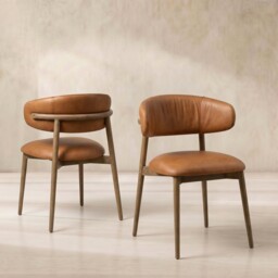 Lexa Dining Chair, Brown Leather - Barker & Stonehouse - thumbnail 1