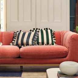 Green Striped Frill Cushion, Square Cotton - Barker & Stonehouse - thumbnail 2