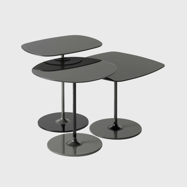 Kartell Thierry Set 3 Side Tables H40+H45+H50 Black Glass - Barker & Stonehouse - image 1