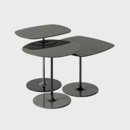 Kartell Thierry Set 3 Side Tables H40+H45+H50 Black Glass - Barker & Stonehouse