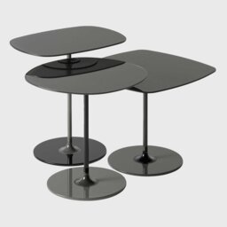 Kartell Thierry Set 3 Side Tables H40+H45+H50 Black Glass - Barker & Stonehouse - thumbnail 3