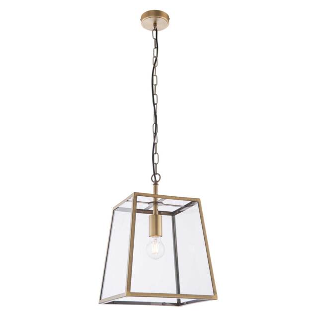 Brass Lantern Pendant Light, Gold Glass - Barker & Stonehouse - image 1