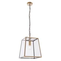 Brass Lantern Pendant Light, Gold Glass - Barker & Stonehouse - thumbnail 1