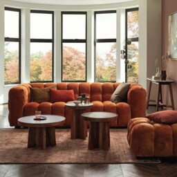Lenor Textured Fabric Stool, Orange Boucle - Barker & Stonehouse - thumbnail 3