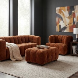 Lenor Textured Fabric Stool, Orange Boucle - Barker & Stonehouse - thumbnail 2