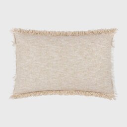 Siesta Fringed Cushion, Square, Neutral Cotton Blend - Barker & Stonehouse
