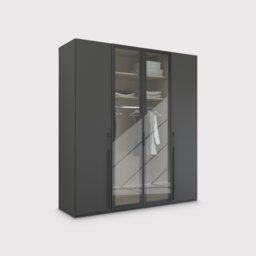 Kacey 4 Door Wardrobe 2 Glass Doors H223Cm, Grey Wood - Barker & Stonehouse