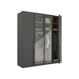 Kacey 4 Door Wardrobe 2 Glass Doors H223Cm, Grey Wood - Barker & Stonehouse - thumbnail 3