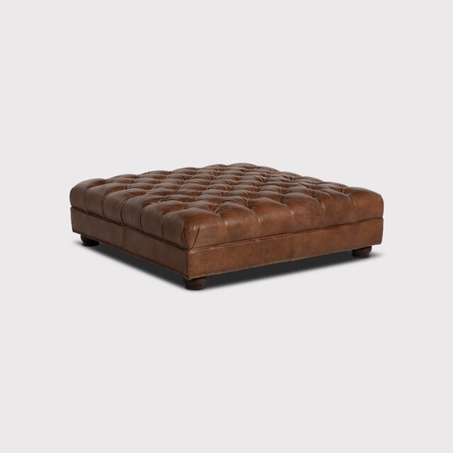 Taunton Footstool, Brown Leather - Barker & Stonehouse - image 1
