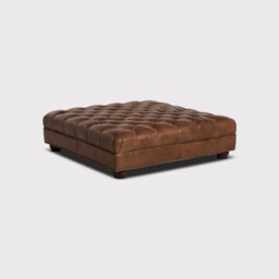 Taunton Footstool, Brown Leather - Barker & Stonehouse