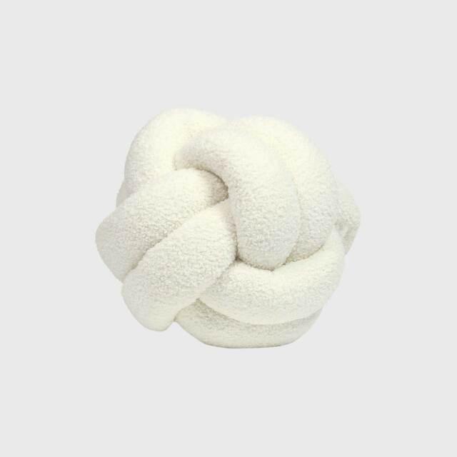 Boucle Knot Cushion, Round, Neutral Polyester - Barker & Stonehouse