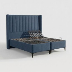 Tempur Suffolk King Slim Disc Adj Divan Bed, Blue Fabric - Barker & Stonehouse