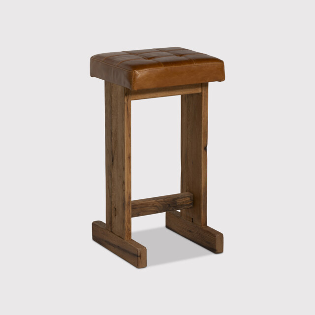 Caledon Bar Bar Stool - Leather L05 41x40x77cm, Brown Oak - Barker & Stonehouse - image 1