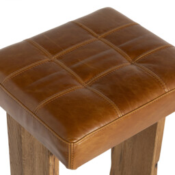 Caledon Bar Bar Stool - Leather L05 41x40x77cm, Brown Oak - Barker & Stonehouse - thumbnail 4