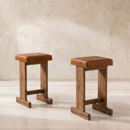 Caledon Bar Bar Stool - Leather L05 41X40X77Cm, Brown Oak - Barker & Stonehouse