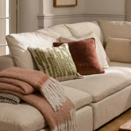 Rust Chenille Piped Cushion, Square, Brown Polyester - Barker & Stonehouse - thumbnail 2